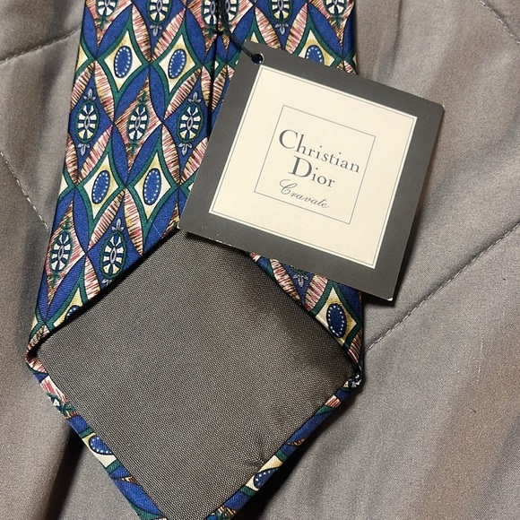 Christian Dior Vintage Blue Print Tie NWT - Picture 3 of 6